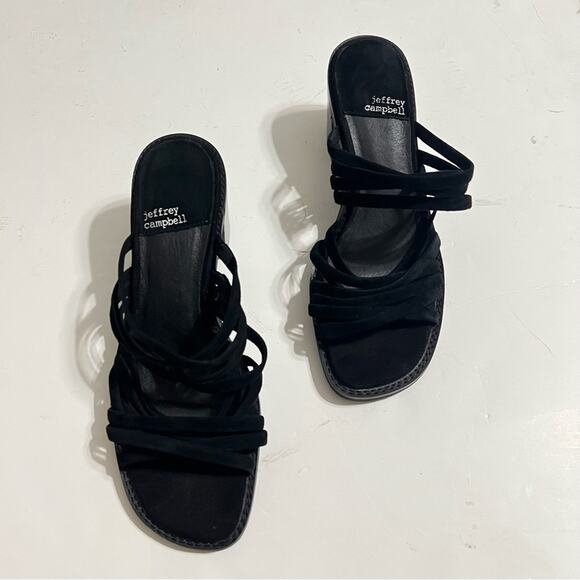 JEFFREY CAMPBELL Intertwine Slide Sandal - Black Suede - Picture 6 of 10